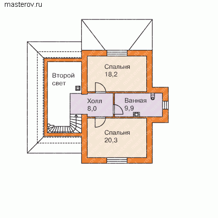 Дом с крыльцом кирпич № H-145-3K - 2-й этаж