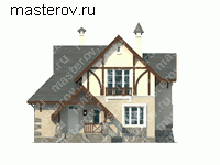 Дом с крыльцом кирпич № H-145-3K - вид спереди