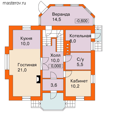 проект дома для небольшого участка № H-162-1P [F-0539-0] - 1-й этаж