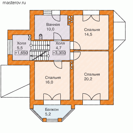 Проект пенобетонного дома № H-233-1P - 2-й этаж