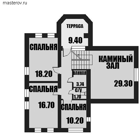 Проект дома 10 на 12 № H-251-1P - 2-й этаж