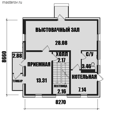 типовой проект каркасного дома № I-233-1S - 1-й этаж