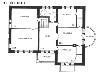 лучший проект кирпичного дома № I-451-1K - 2-й этаж