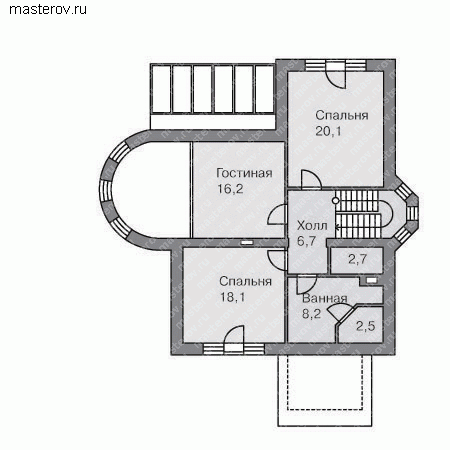 лучший проект дома № J-182-1P - 2-й этаж