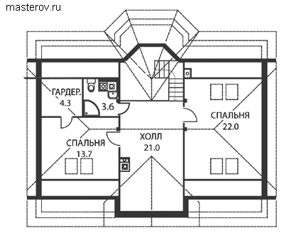 Мансардный дачный дом № J-255-1P - мансарда
