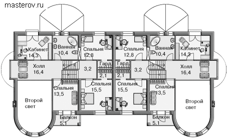 Проект коттеджа в современном стиле № J-548-1P - 2-й этаж