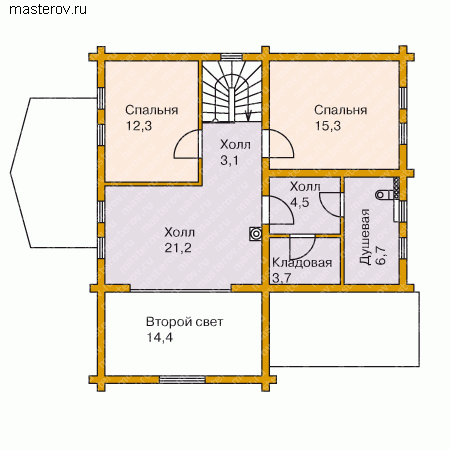 Проект коттеджа, дачный дом № K-248-1D - 2-й этаж