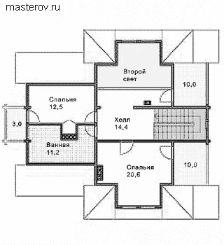 проект 3-этажного дома с мансардой № K-304-1D - мансарда