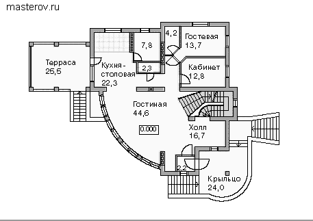проект пеноблочного дома № K-418-1P - 1-й этаж