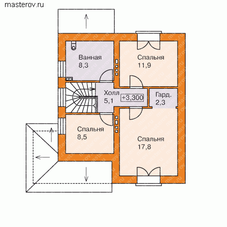 Современный коттедж № L-174-1P - 2-й этаж