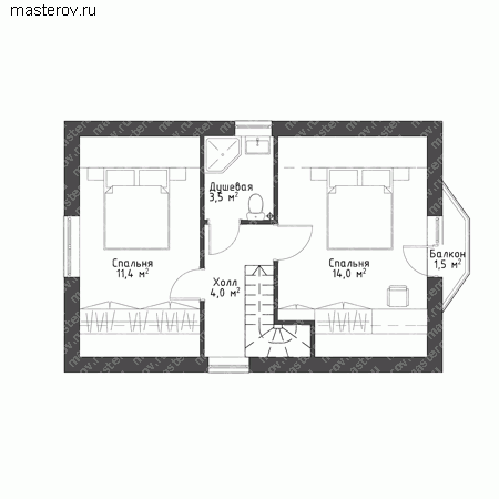 Проект пенобетонного дома № M-080-1P - мансарда