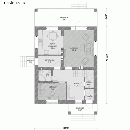 Проект пенобетонного дома № M-144-1P - 1-й этаж