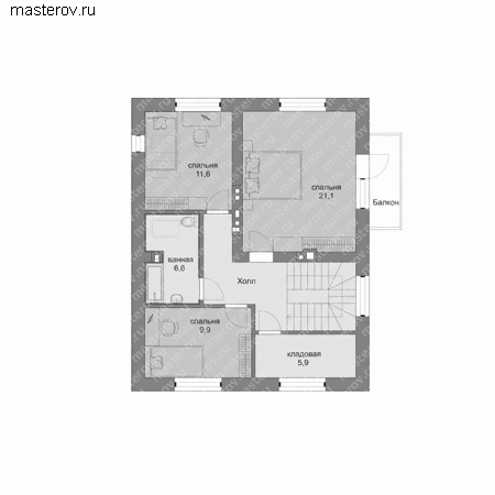 Проект пенобетонного дома № M-144-1P - 2-й этаж