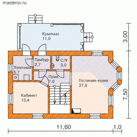 Проект дома площадь 150 м № M-155-1P - 1-й этаж