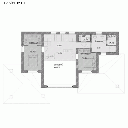 Проект пенобетонного дома № M-164-1P - 2-й этаж