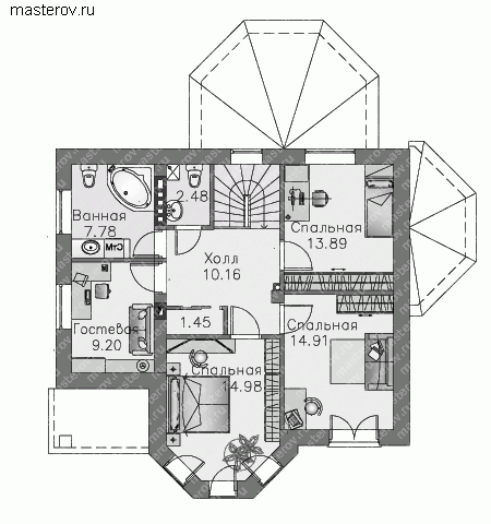 Проект пенобетонного дома № M-167-2P - 2-й этаж