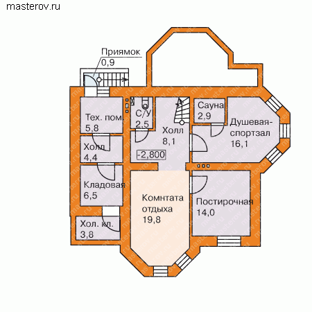 Особняк с цокольным этажом № M-248-1P - цоколь