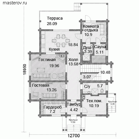 Проект загородного дома для большой семьи № M-257-1D - 1-й этаж