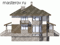 Проект кирпичного дома из теплой керамики № M-365-1K - вид справа