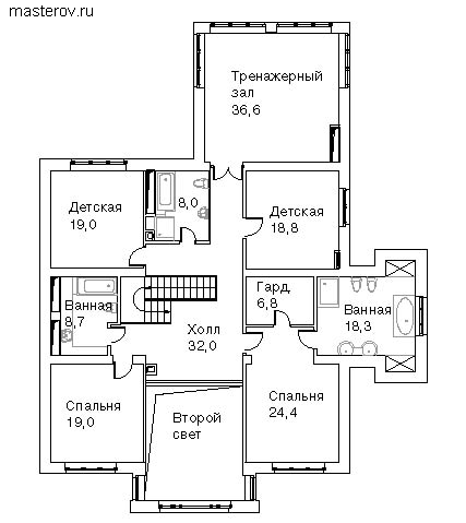 Дом архитектурный проект № M-412-1P - 2-й этаж