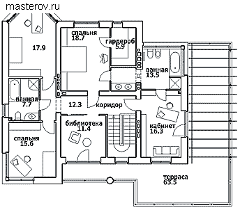 Дом 12 на 17 № M-446-1K - 2-й этаж