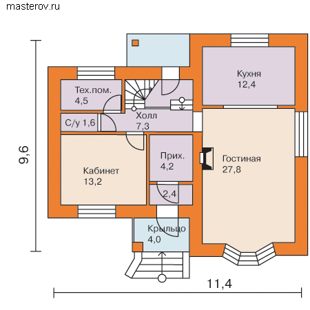 дом 131 кв.м № N-131-1P - 1-й этаж