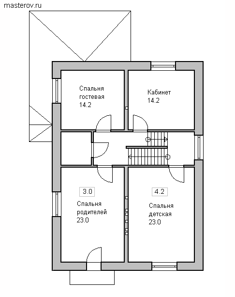 Проект дома 15 на 8 № N-198-1K - 2-й этаж