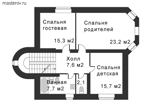 Проект дома 12 на 9 № N-298-1K - 2-й этаж