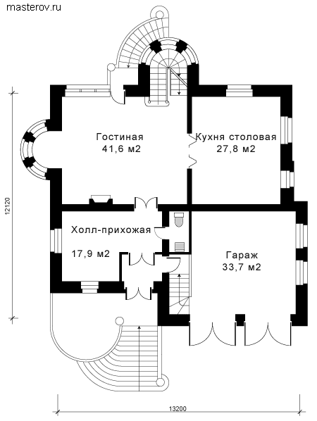 Дом-коттедж с бассейном № N-412-1K - 1-й этаж