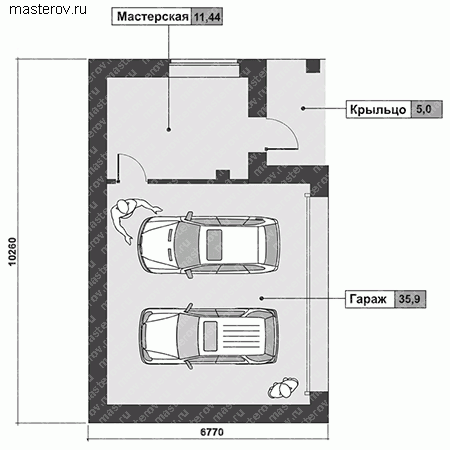 Проект гаража № O-048-1K - 1-й этаж