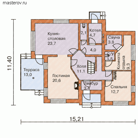 Дом 11 на 15 № O-165-1K - 1-й этаж