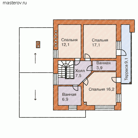 Проект кирпичного дома № O-186-1K - 2-й этаж