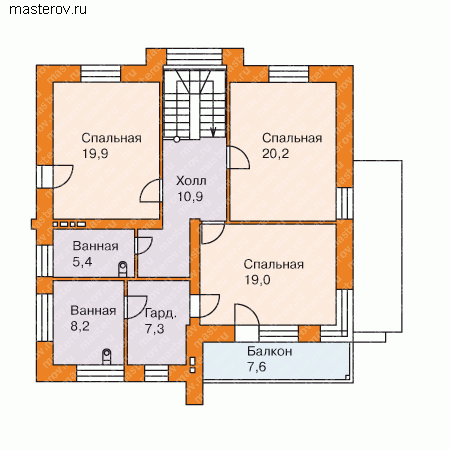 Проект квадрат № O-203-1K - 2-й этаж