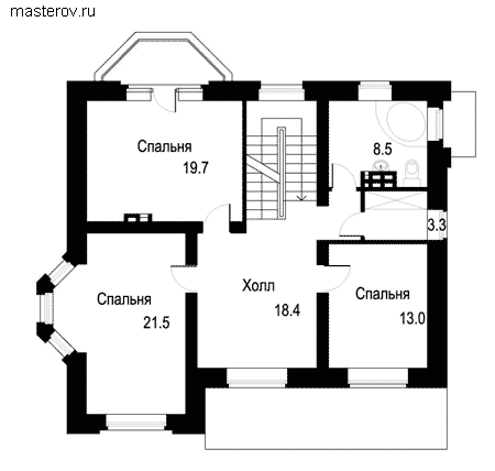 проект дома с гаражом № O-328-1K - 2-й этаж