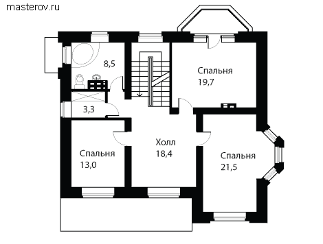 жилой дом 12 на 13 № O-328-2K - 2-й этаж