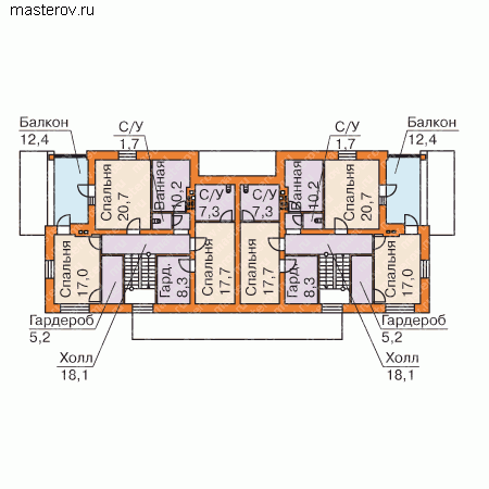 3 этажный дом на 2 квартиры № O-532-1K - 2-й этаж