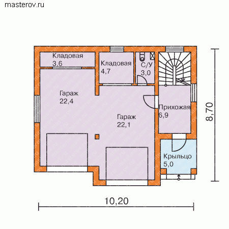 Типовой проект небольшого дома  № P-127-1P - 1-й этаж