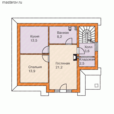 Типовой проект небольшого дома  № P-127-1P - 2-й этаж