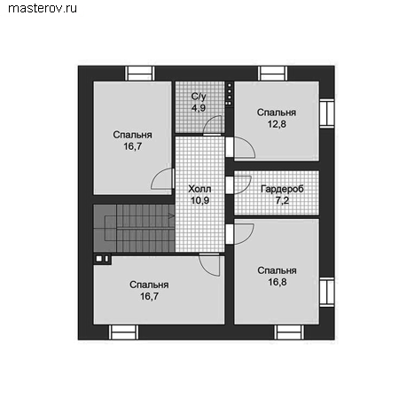 Проект пенобетонного дома № P-258-1P - 2-й этаж