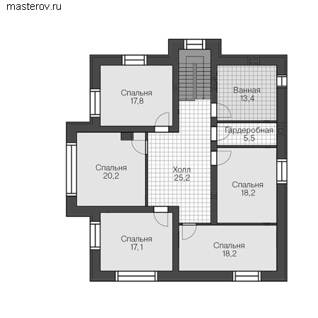 Проект пенобетонного дома № P-264-1P - 2-й этаж