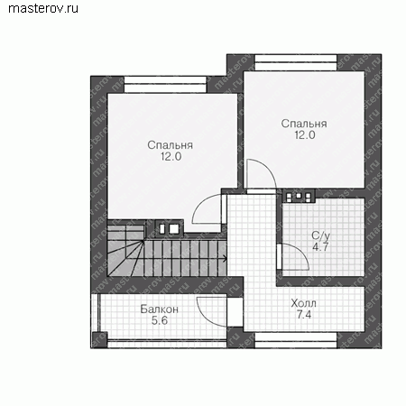 Проект пенобетонного дома № R-074-1P - мансарда