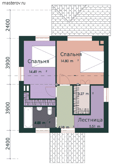 Газобетонный дом 100 кв.м № R-101-1P - 2-й этаж