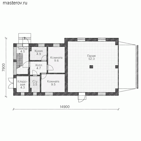 Проект пенобетонного дома № R-134-1P - 1-й этаж