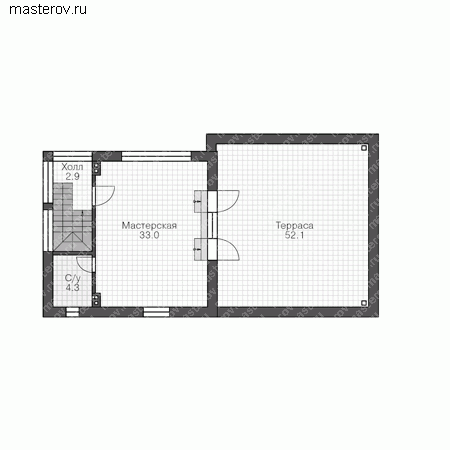Проект пенобетонного дома № R-134-1P - 2-й этаж