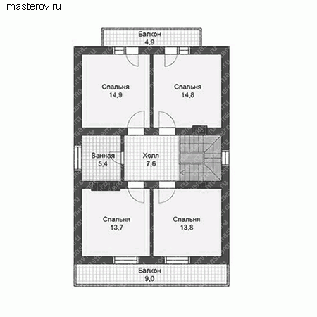 Проект кирпичного дома № R-142-1K - 2-й этаж