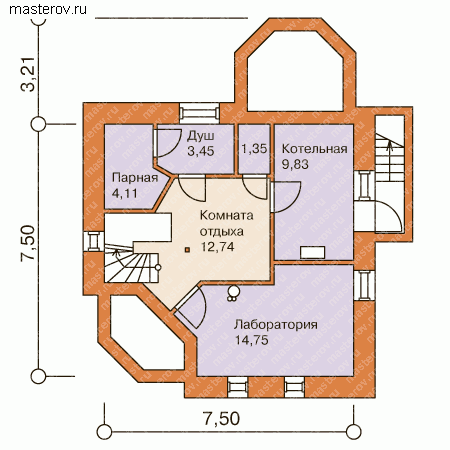 Проект пенобетонного дома № R-149-1P - цоколь