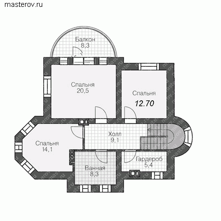 Проект пенобетонного дома № R-150-1P - 2-й этаж