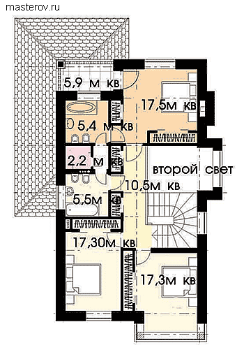 Проект дома 8 на 15 № R-180-1K - 2-й этаж
