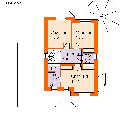 Проект дома с возможностью блокировки № R-189-1P - 2-й этаж