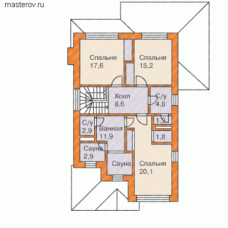Дом 8,4 на 15 № R-201-1K - 2-й этаж